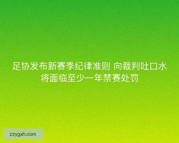 足协发布新赛季纪律准则 向裁判吐口水将面临至少一年禁赛处罚